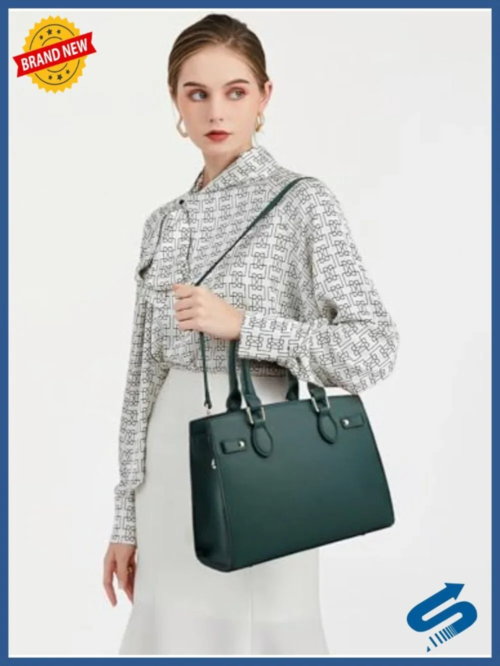 PU Leather Tote Crossbody Bag With Top Handle Zipper Closure